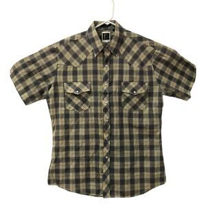 Holt Western Wear Shirt MEDIUM Pearl Snaps Rodeo Plaid Cowboy Vintage